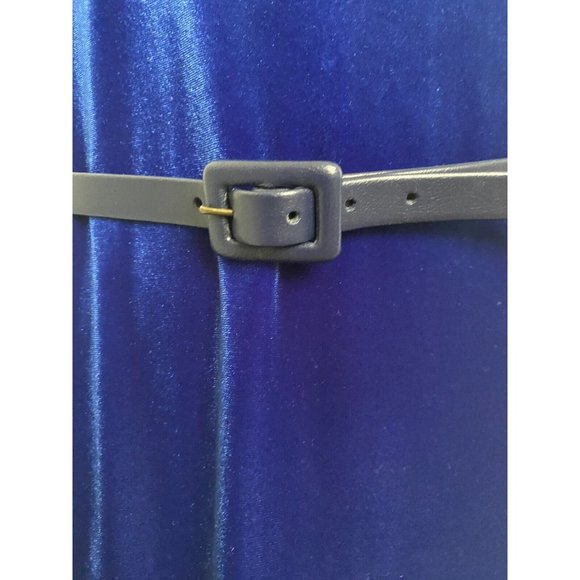 Womens Double Strands Belt Skinny Navy Blue Gold Tone Accent 29\